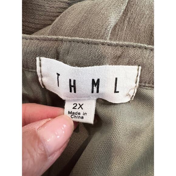 THML Embroidered Sleeveless Mini Dress Olive Green Plus Size 2X - Picture 6 of 6